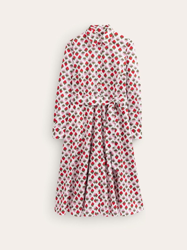 Boden Cream Amy Strawberry 100% Cotton Midi Shirt Dress - Image 5 of 5