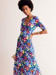 Boden Blue Rebecca Wildflower Jersey Midi Tea Dress - Image 2 of 5