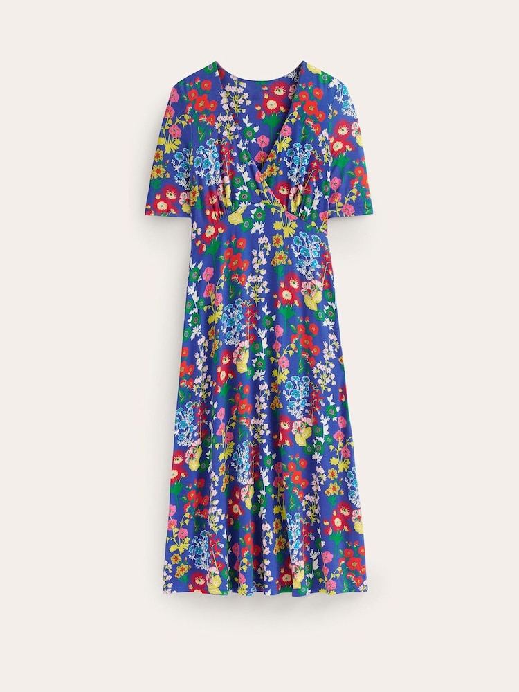 Boden Blue Rebecca Wildflower Jersey Midi Tea Dress - Image 5 of 5