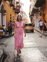 Boden Pink May 100% Cotton Midi Tea Dress - Image 1 of 6