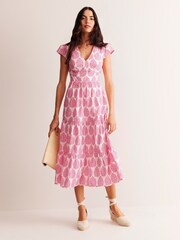 Boden Pink May 100% Cotton Midi Tea Dress - Image 2 of 6