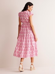 Boden Pink May 100% Cotton Midi Tea Dress - Image 3 of 6