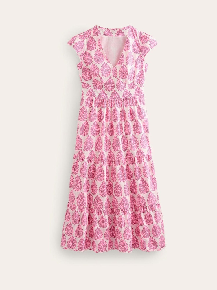 Boden Pink May 100% Cotton Midi Tea Dress - Image 6 of 6