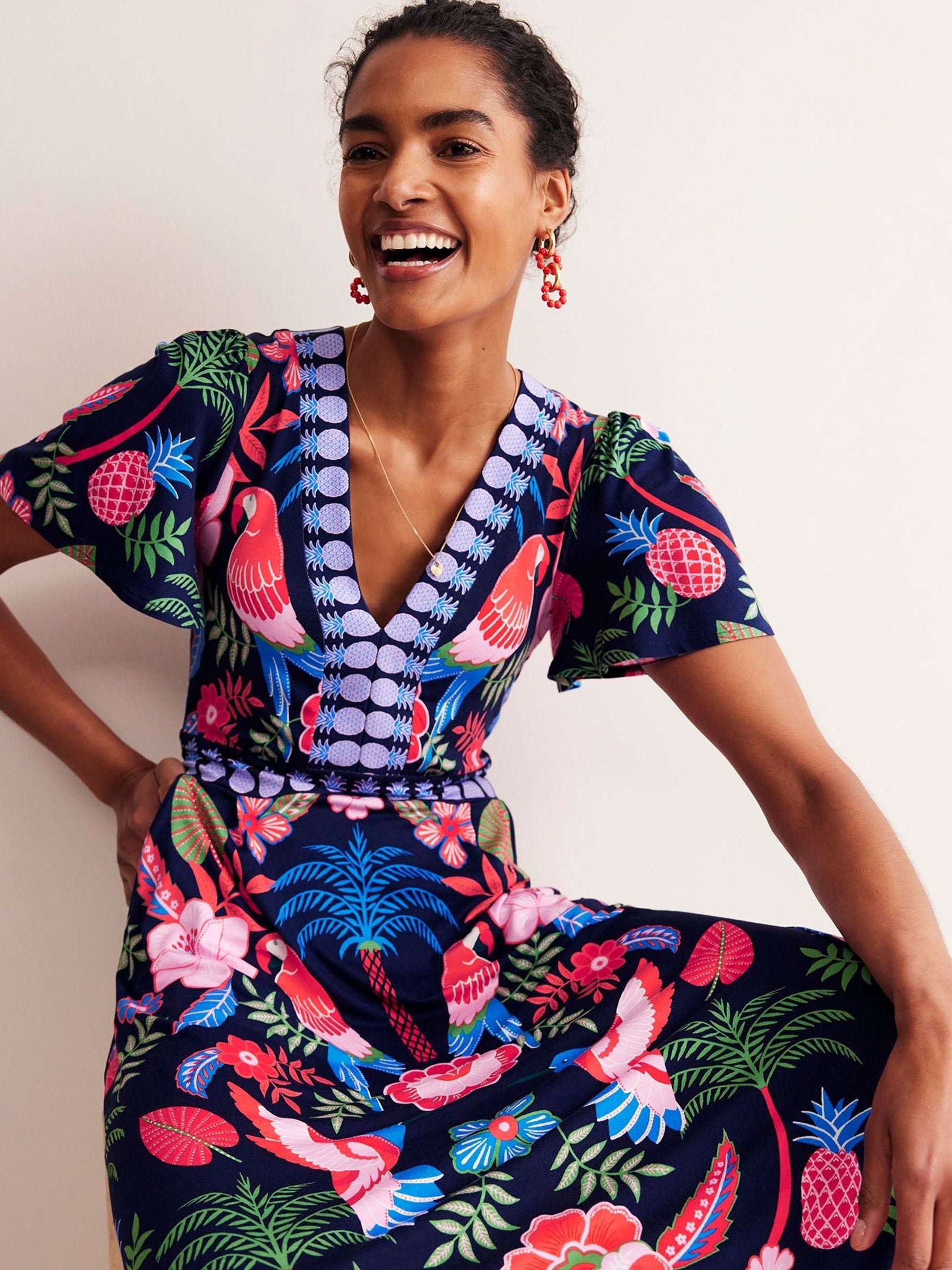 boden flutter jersey maxi dress Boden Women's Tala Tiered Jersey Maxi Dress in Green
