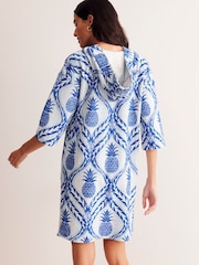 Boden Blue Pineapple Hooded Towelling Kaftan - Image 1 of 5