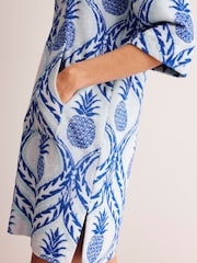 Boden Blue Pineapple Hooded Towelling Kaftan - Image 3 of 5