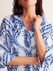 Boden Blue Pineapple Hooded Towelling Kaftan - Image 4 of 5