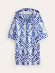 Boden Blue Pineapple Hooded Towelling Kaftan - Image 5 of 5