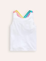 Boden White Rainbow Cross Back 100% Cotton Vest - Image 1 of 3