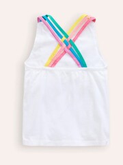 Boden White Rainbow Cross Back 100% Cotton Vest - Image 2 of 3