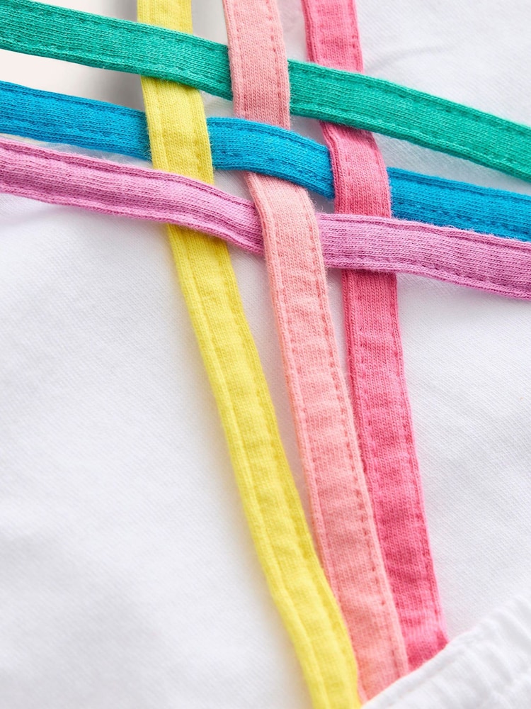 Boden White Rainbow Cross Back 100% Cotton Vest - Image 3 of 3 Boden White Rainbow Cross Back 100% Cotton Vest - Image 3 of 3
