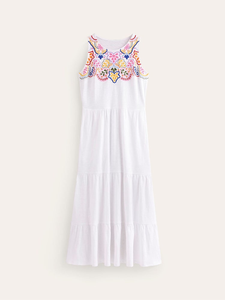 Boden Multi 100% Cotton Embroidered Jersey Midi Dress - Image 6 of 6