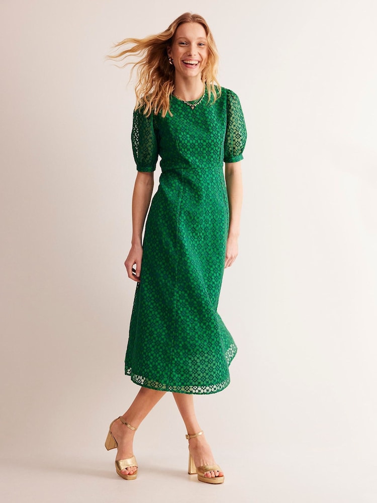 Boden Green Organza Occasion Dress - Image 1 of 6