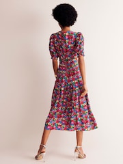 Boden Pink Liv Floral Pleat Detail Midi Dress - Image 4 of 6
