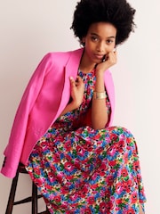 Boden Pink Liv Floral Pleat Detail Midi Dress - Image 5 of 6