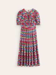 Boden Pink Liv Floral Pleat Detail Midi Dress - Image 6 of 6