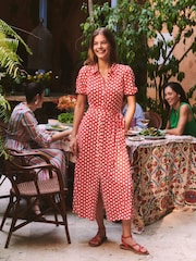 Boden Red Libby Jersey Midi Shirt Dress - Image 1 of 6