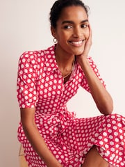 Boden Red Libby Jersey Midi Shirt Dress - Image 2 of 6