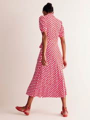 Boden Red Libby Jersey Midi Shirt Dress - Image 5 of 6