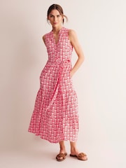 Boden Red/Tan Petite Naomi Notch Jersey Maxi Dress - Image 3 of 6