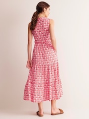 Boden Red/Tan Petite Naomi Notch Jersey Maxi Dress - Image 5 of 6