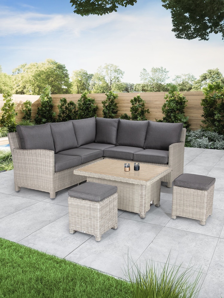 Kettler White Wash Palma Garden Mini Corner Sofa Set - Image 2 of 4