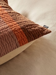 MADE.COM Orange Stripe Valli Cotton Velvet Patchwork Pillowcase Sham Cover - Image 2 of 4