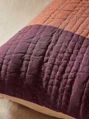 MADE.COM Orange Stripe Valli Cotton Velvet Patchwork Pillowcase Sham Cover - Image 3 of 4