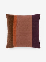 MADE.COM Orange Stripe Valli Cotton Velvet Patchwork Pillowcase Sham Cover - Image 4 of 4