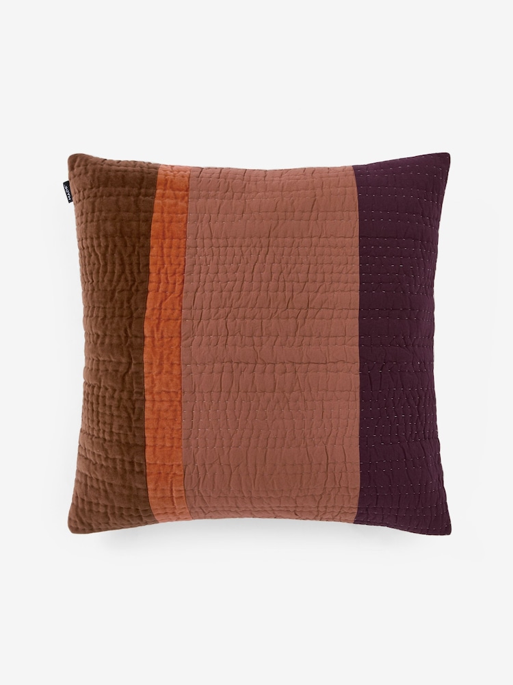 MADE.COM Orange Stripe Valli Cotton Velvet Patchwork Pillowcase Sham Cover - Image 4 of 4 MADE.COM Orange Stripe Valli Cotton Velvet Patchwork Pillowcase Sham Cover - Image 4 of 4