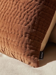 MADE.COM Grey Stripe Valli Cotton Velvet Patchwork Pillowcase Sham Cover - Image 2 of 4
