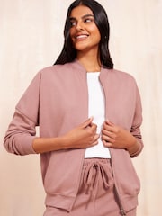 Friends Like These Pink Long Sleeve Zip Front Bomber Jacket - Image 1 of 4