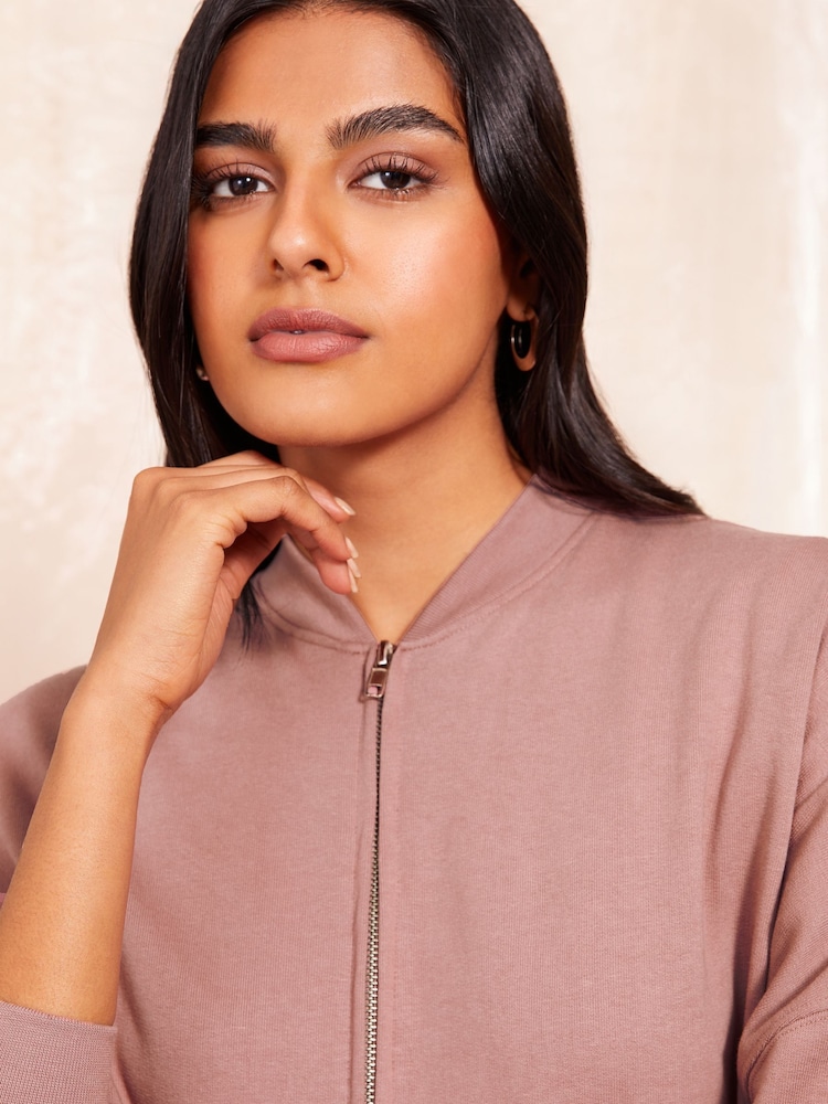 Friends Like These Pink Long Sleeve Zip Front Bomber Jacket