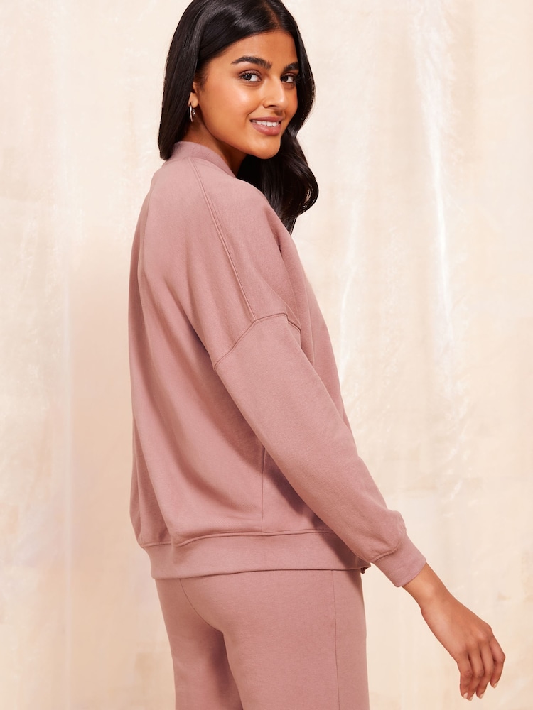 Friends Like These Pink Long Sleeve Zip Front Bomber Jacket - Image 4 of 4