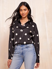 Friends Like These Black Printed Long Sleeve Button Through Shirt - Image 1 of 4