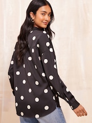 Friends Like These Black Printed Long Sleeve Button Through Shirt - Image 4 of 4