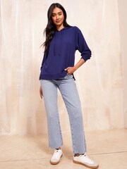 Friends Like These Navy Blue Long Sleeve Cosy Hoodie - Image 2 of 4