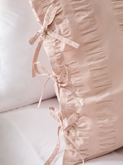 Pink 100% Cotton Seersucker 200 Thread Count Duvet Cover and Pillowcase Set - Image 4 of 6