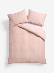 Pink 100% Cotton Seersucker 200 Thread Count Duvet Cover and Pillowcase Set - Image 6 of 6