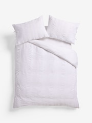 White 100% Cotton Seersucker 200 Thread Count Duvet Cover and Pillowcase Set - Image 5 of 5