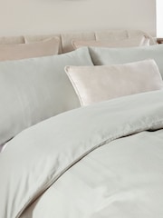 Green Sage 100% Cotton Waffle 300 Thread Count Sateen Duvet Cover and Pillowcase Set - Image 2 of 4