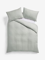 Green Sage 100% Cotton Waffle 300 Thread Count Sateen Duvet Cover and Pillowcase Set - Image 4 of 4