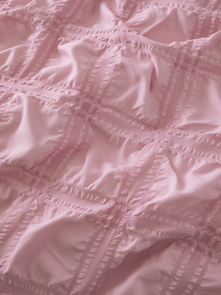 Pink Seersucker Supersoft Textured Duvet Cover and Pillowcase Set - Image 3 of 4