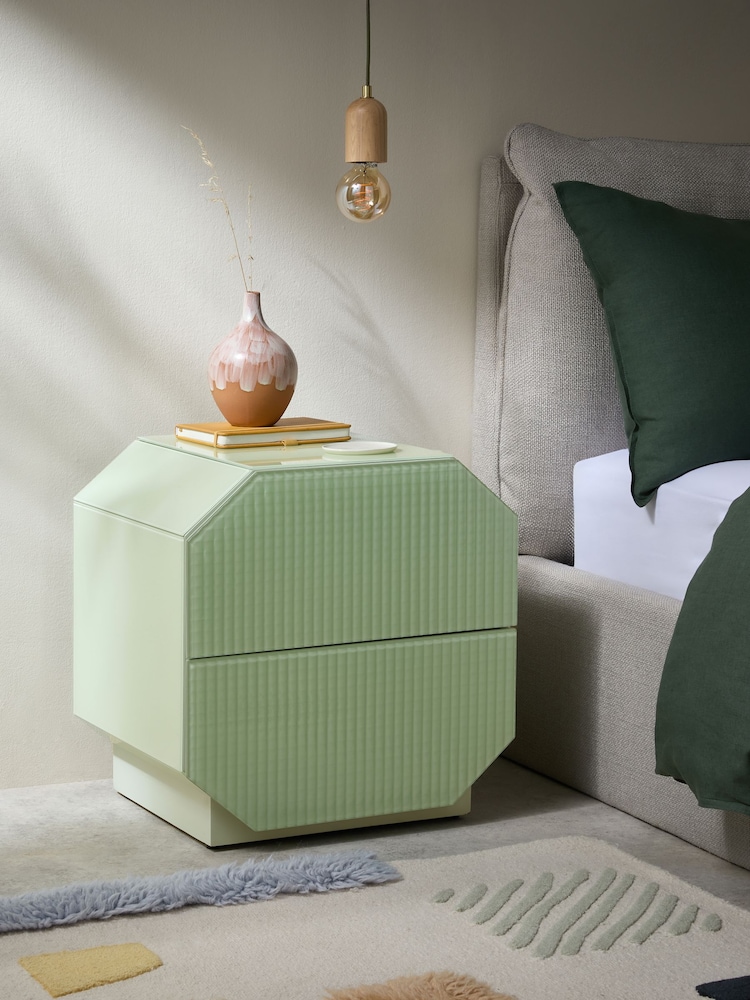 MADE.COM Green Anya Glass Bedside Table - Image 1 of 6
