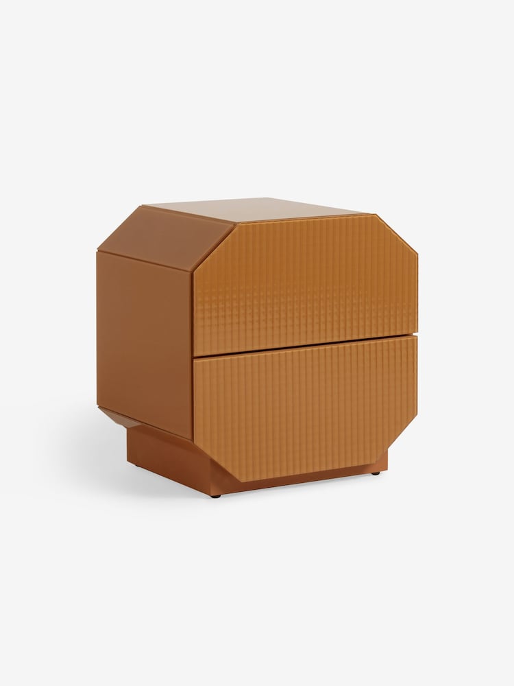 MADE.COM Caramel Brown Anya Glass Bedside Table - Image 5 of 5