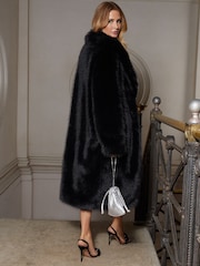 Friends Like These Black Longline Midaxi Faux Fur Coat. - Image 2 of 4