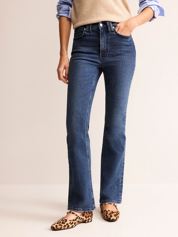 Boden Blue Mid Rise Slim Flare Jeans - Image 1 of 3