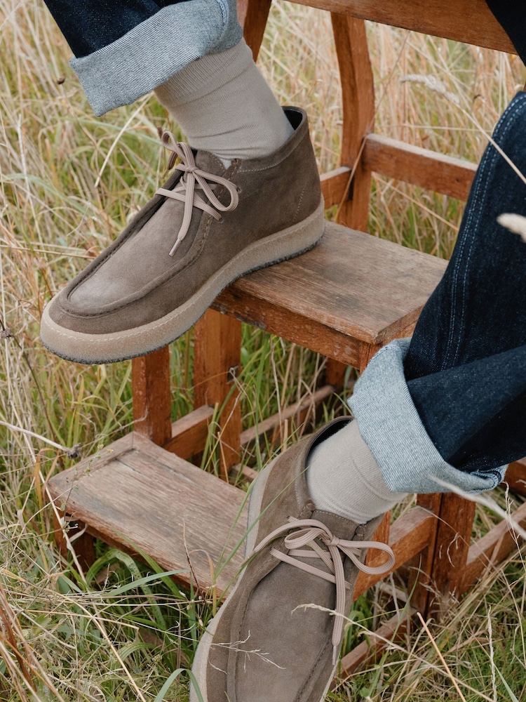Mink Brown Suede Apron Boots - Image 1 of 6