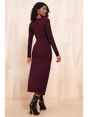Friends Like These Red Knitted Wrap Midi Dress - Image 4 of 4