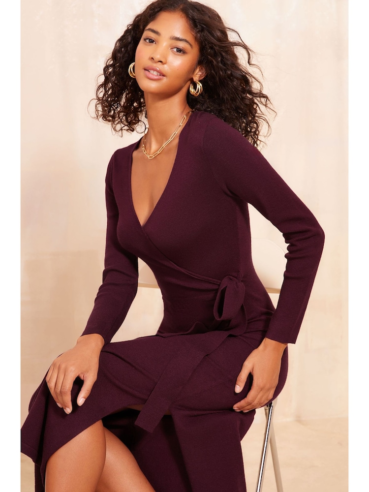 knitted wrap dress uk Buy Love & Roses Berry Red Wrap Knitted Midi Dress from the Next UK online shop